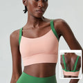Women Fitness Yoga Bra Stretchy Soft Sexy Back Gym Crop Top Fashion Patchwork Running Top Breathable Quick Dry Sports Underwear