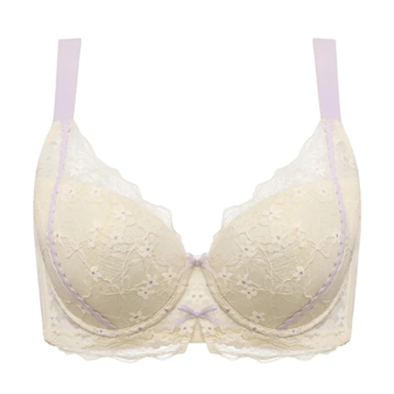Lace Embroidery Balconette Bra for Women Lightly Padded Underwire Lingerie Large Sizes 34 36 38 40 42 B C D E F G Cups