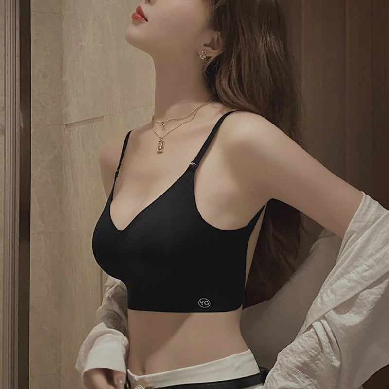 Seamless Deep U Plunge Bra – Backless Push-Up with Transparent Strap