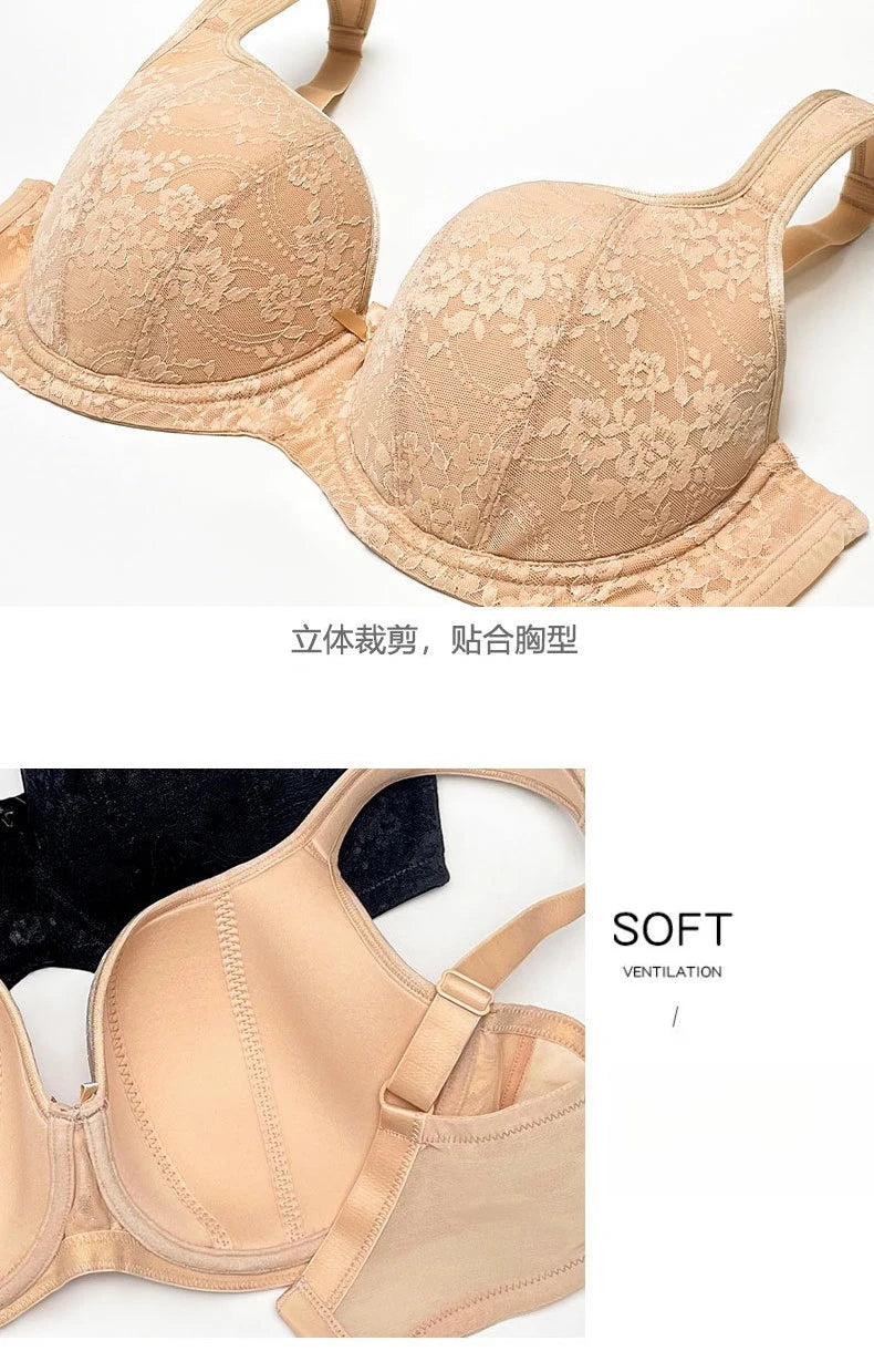 Large Size Bra for Women Full Coverage Lace Women's Push Up Balconette Bra Embroider Underwire Wide Straps Lingerie 2026