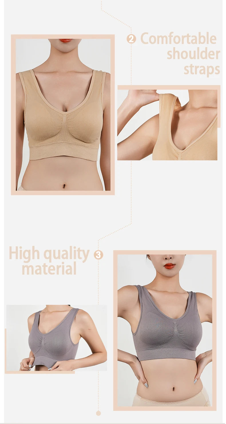 Womens Push Up Bras Running Gym Seamless Breathable Vest Top Removable Padded  Anti-sagging Uppe High Elasticity Sport Brassiere