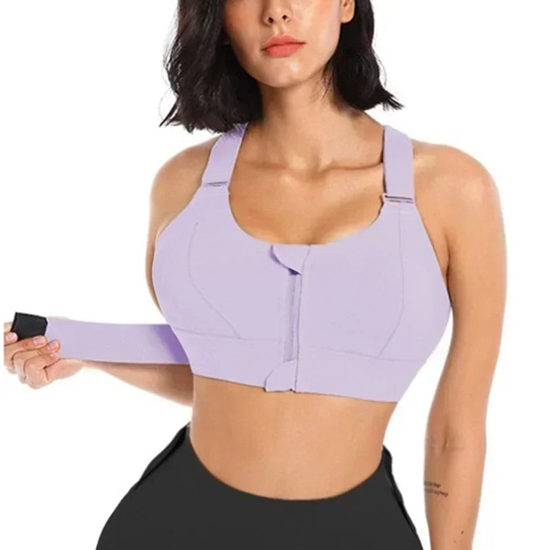 Front Zipper Women Sports Bra High Impact Underwear Fitness Yoga Tank Tops Plus Size Vest Shockproof Running Sportswear 5XL