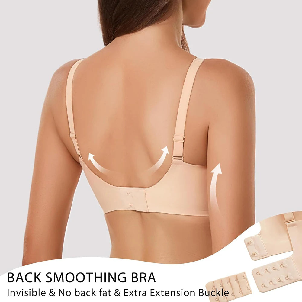 Plus Size Jelly Bra – 3D Support Wireless Push-Up Full Coverage V-Neck S–4XL