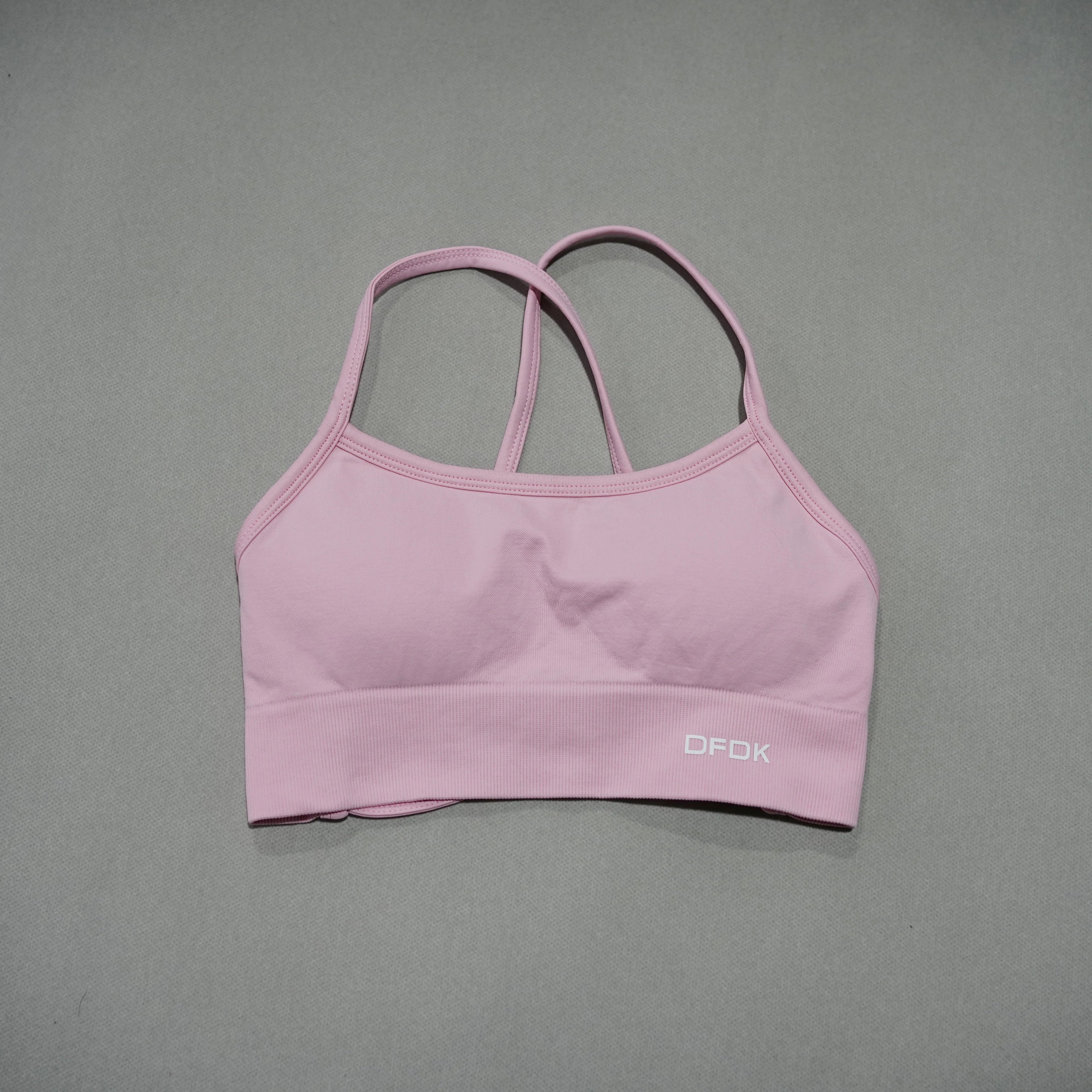 DFDK Women Seamless Cross Back Yoga Bra Wirefree Push Up Sports Top Removable Pad Breathable Shockproof Fitness Gym Daily Wear