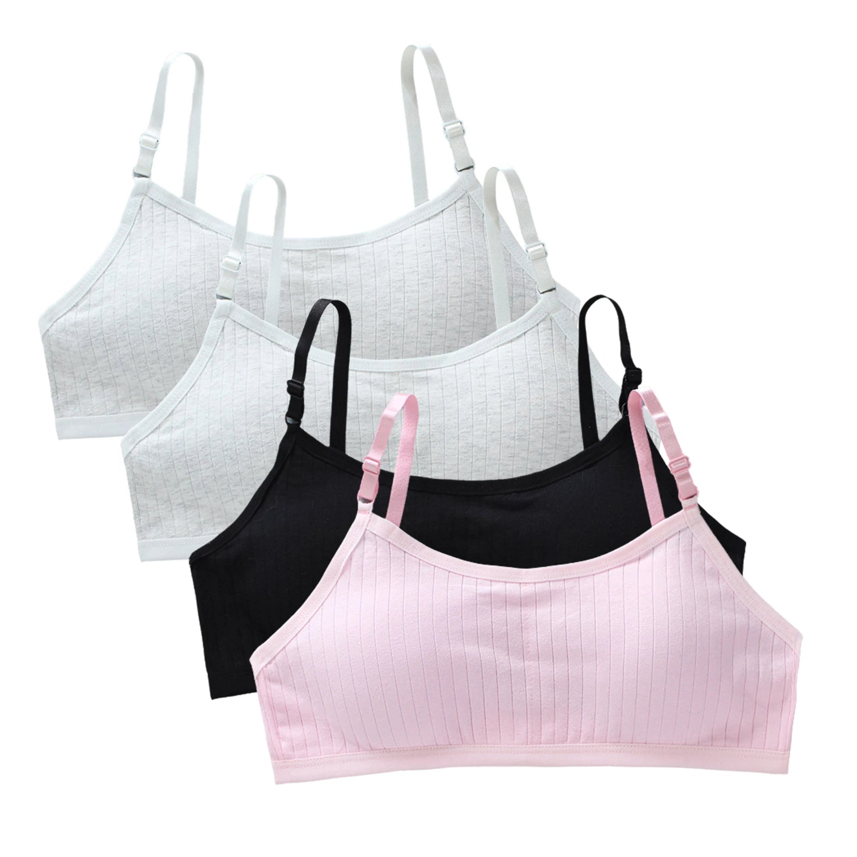 Girls Training Bras 4-Pack – Seamless Soft Cotton Vest Bra (Ages 8–20)