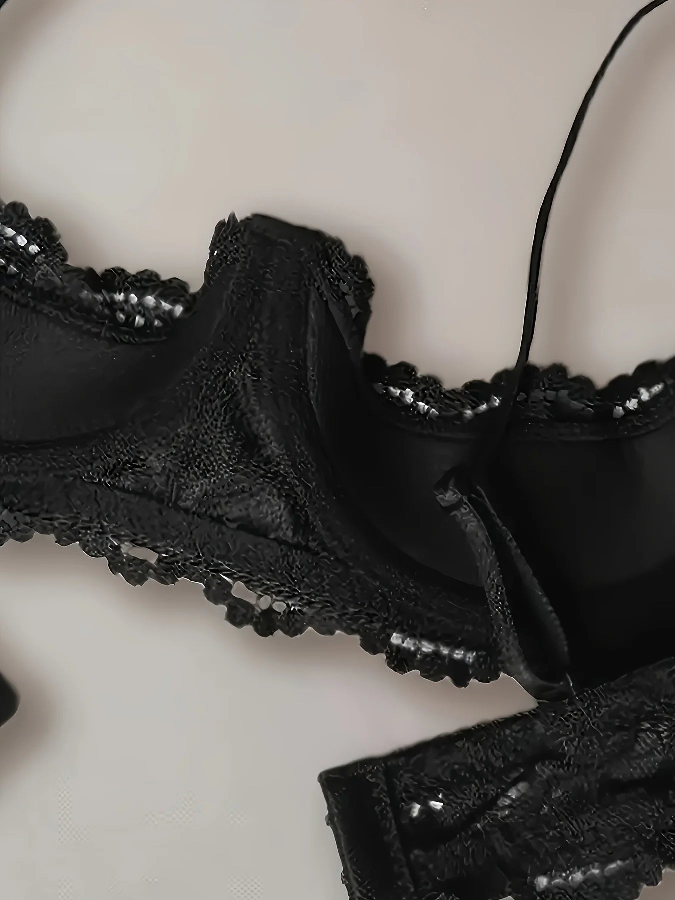 2PCS women's lace open cup lingerie, soft, skin friendly, breathable, plus size anti sagging sexy lingerie