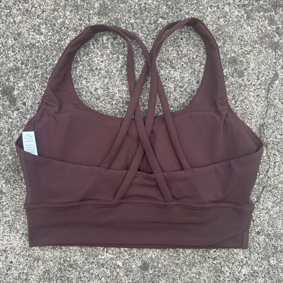 Cross Back Sports Bra Vest – High Support Shockproof Padded Gym Top