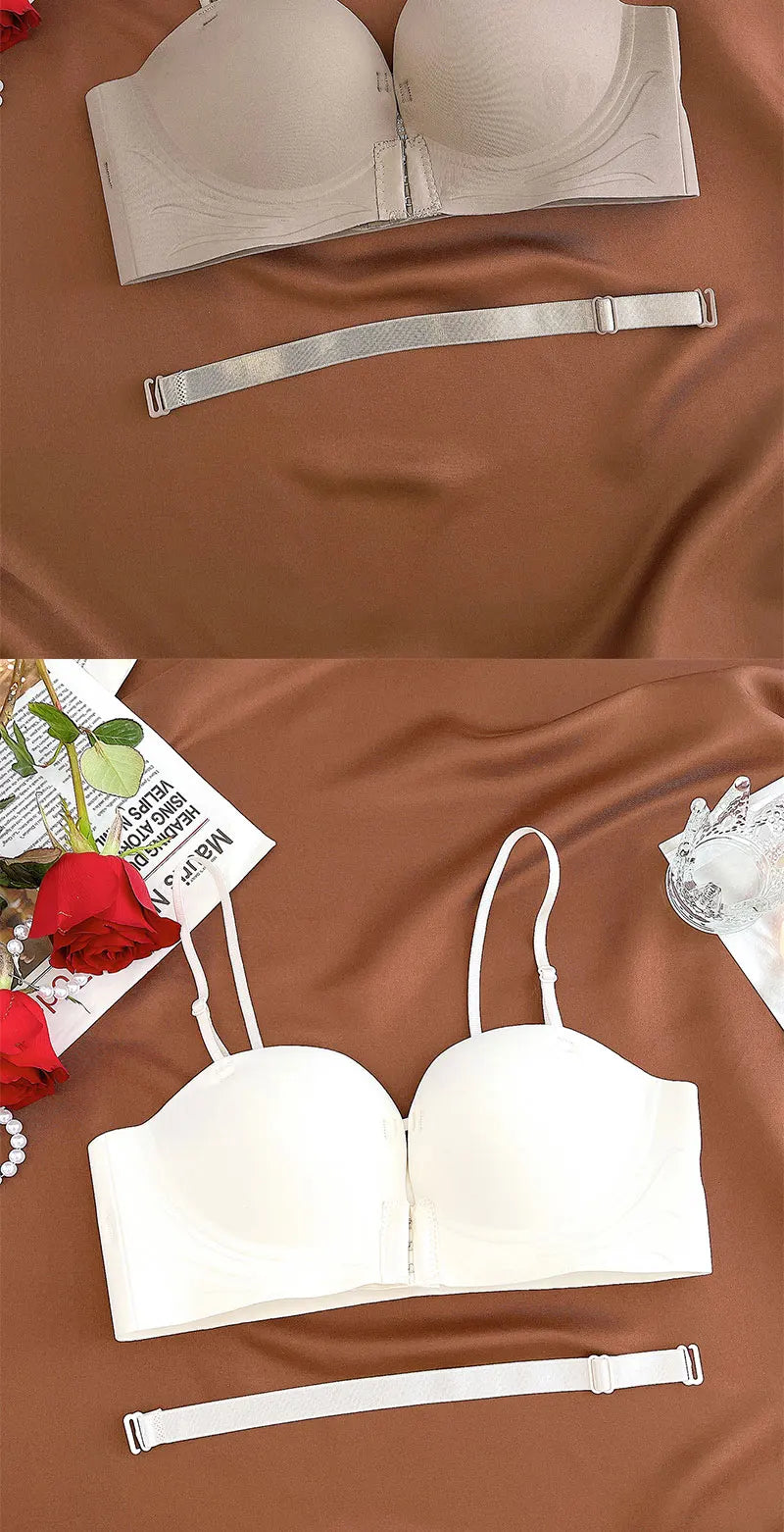 Seamless Front Closure Push-Up Bra – Wire-Free Plunge