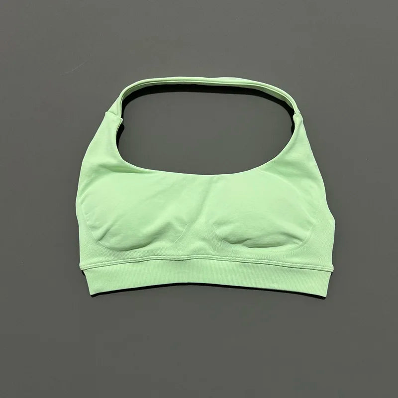 Sports Bra Women Seamless Yoga Halter Bra Top High Support Open Back Bra Fitness Push-up Activewear Workout Gym Underwear