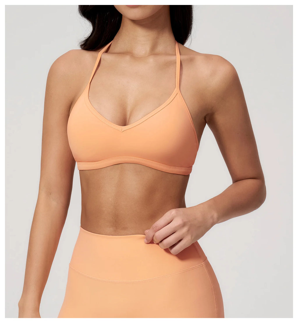 Brushed Halter Neck Yoga Bra – Shockproof Quick-Dry Sports Underwear