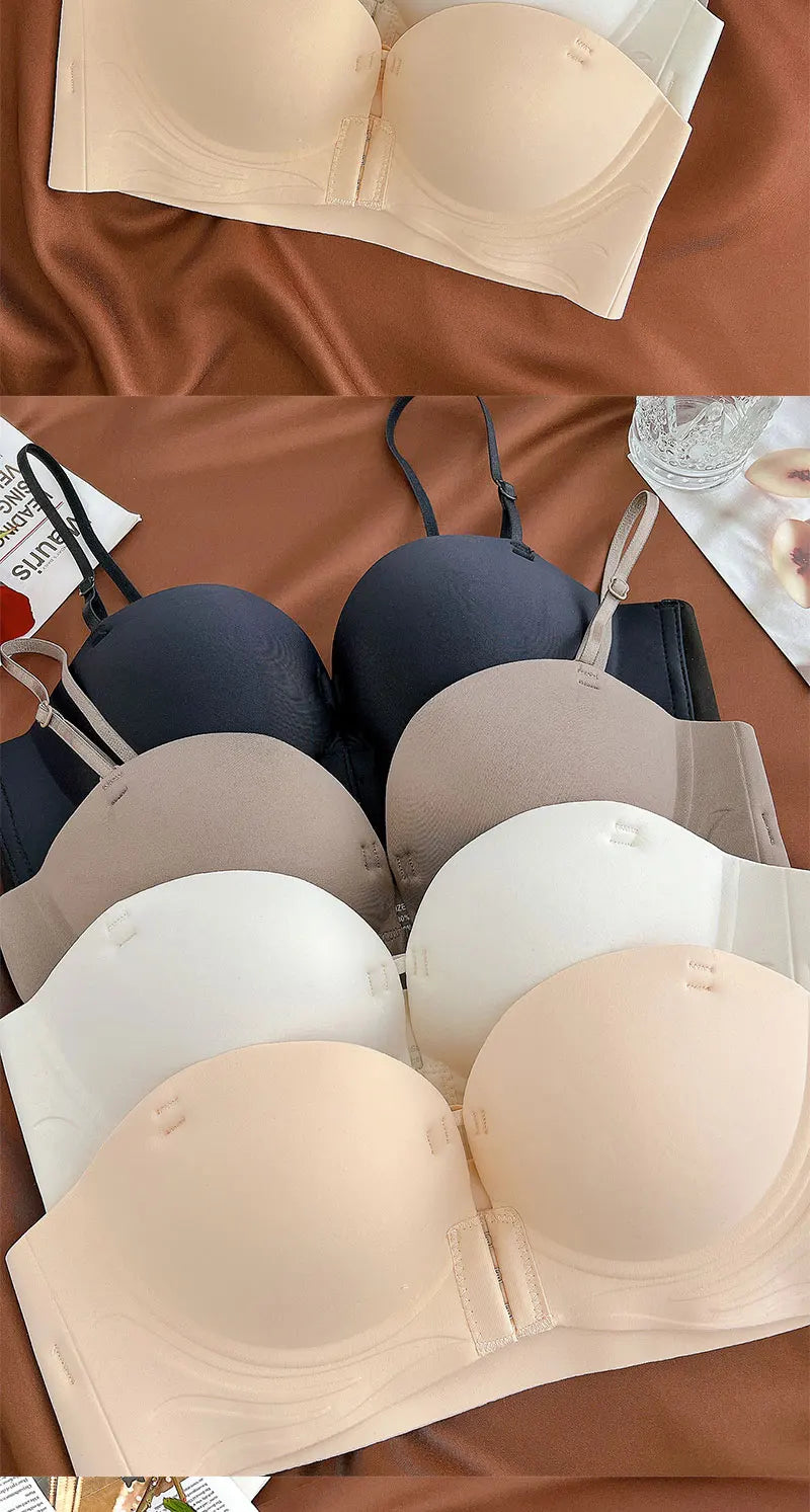 Seamless Front Closure Push-Up Bra – Wire-Free Plunge