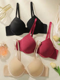 3-Pack Underwire Push-Up T-Shirt Bra – Full Coverage Padded Everyday 70B–85B