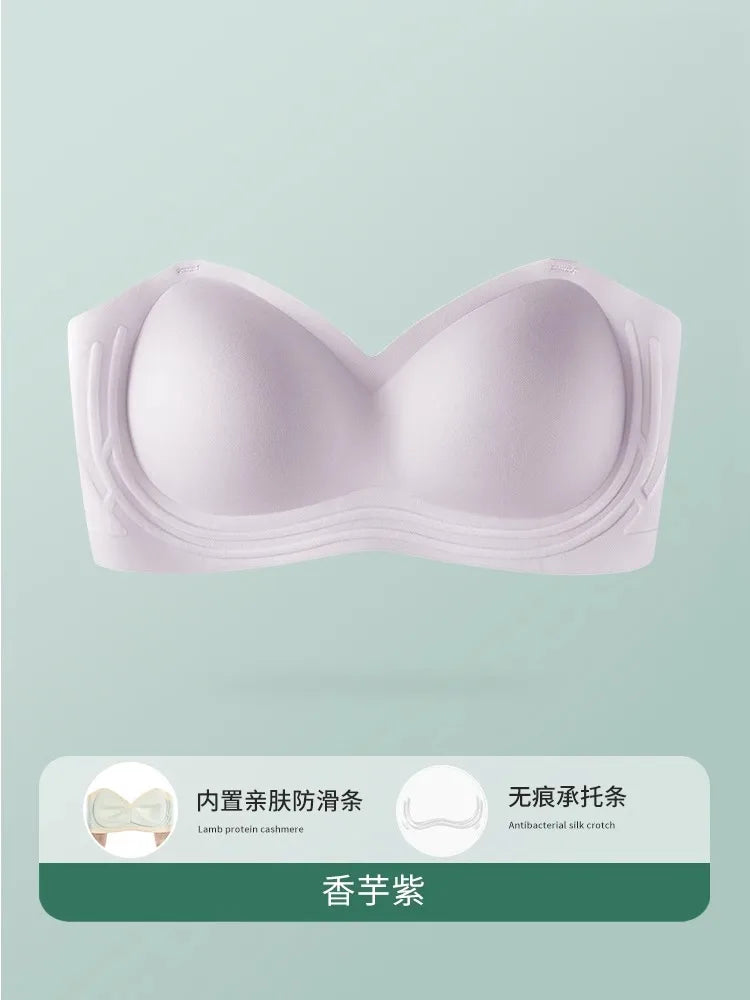 Wireless Anti-Slip Transparent Strap Bra for Women Underwear Wedding Dress Special Use Prevent Exposure Wrap Chest Summer