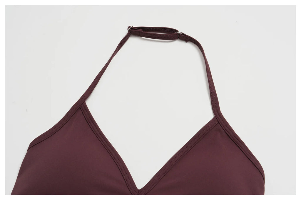 Brushed Halter Neck Yoga Bra – Shockproof Quick-Dry Sports Underwear
