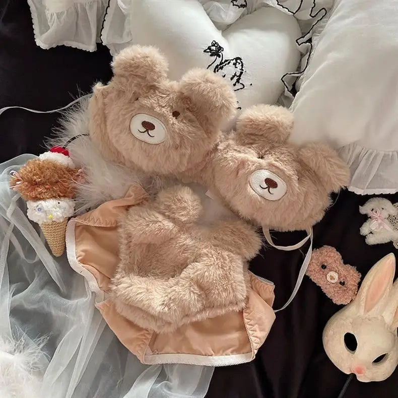 Cute Bear Japanese Lingerie Bra – Plush Cartoon Wire-Free Comfortable