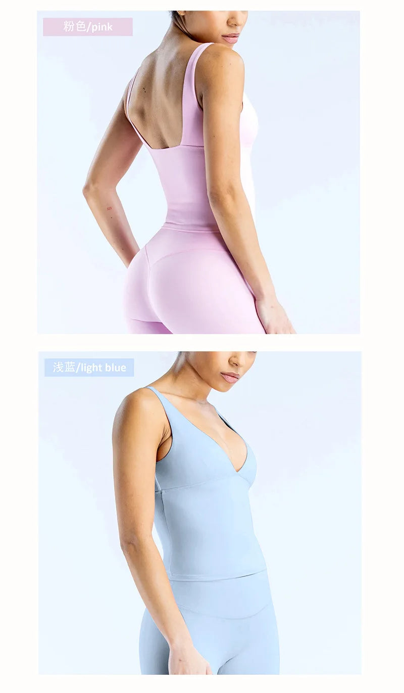 df Backless Bra Vest AmazonTKPopular Yoga Sports Women's Long Belly Contracting Fitness Jogging Vest