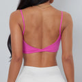 Anfilia Women Sports Bra Spaghetti Straps Backless Gym Bra High Elastic Square Neck Removable Padding Workout Top
