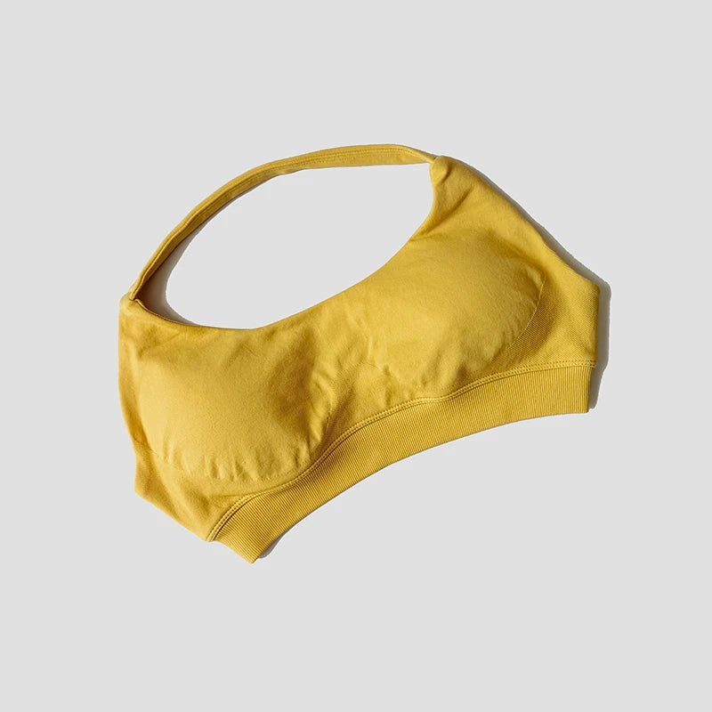 Seamless Halter Neck Strap Bra Sports Bra for Women Sexy Back Padded Yoga Top Bra Gym Crop Top