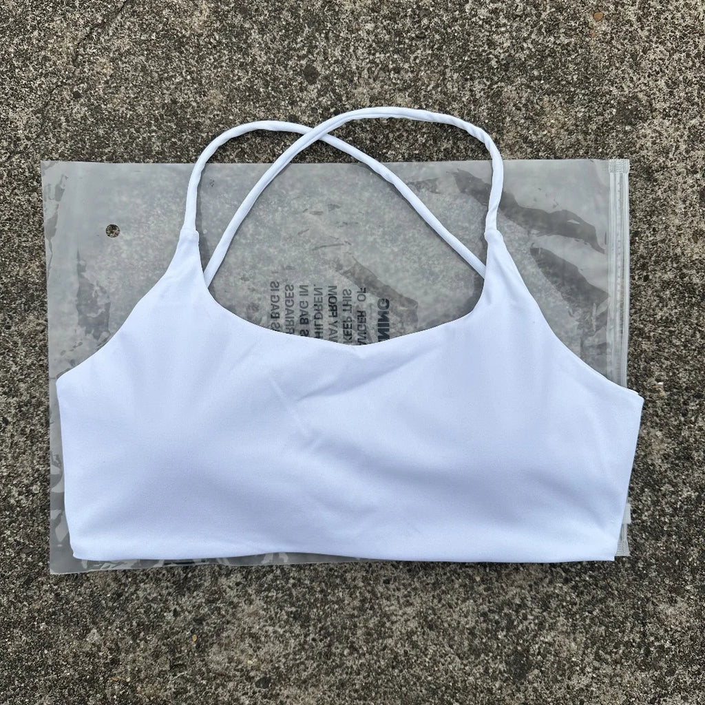 Cross Back Hollow Yoga Sports Bra – Push-Up Chest Pad Fitness Gym Top