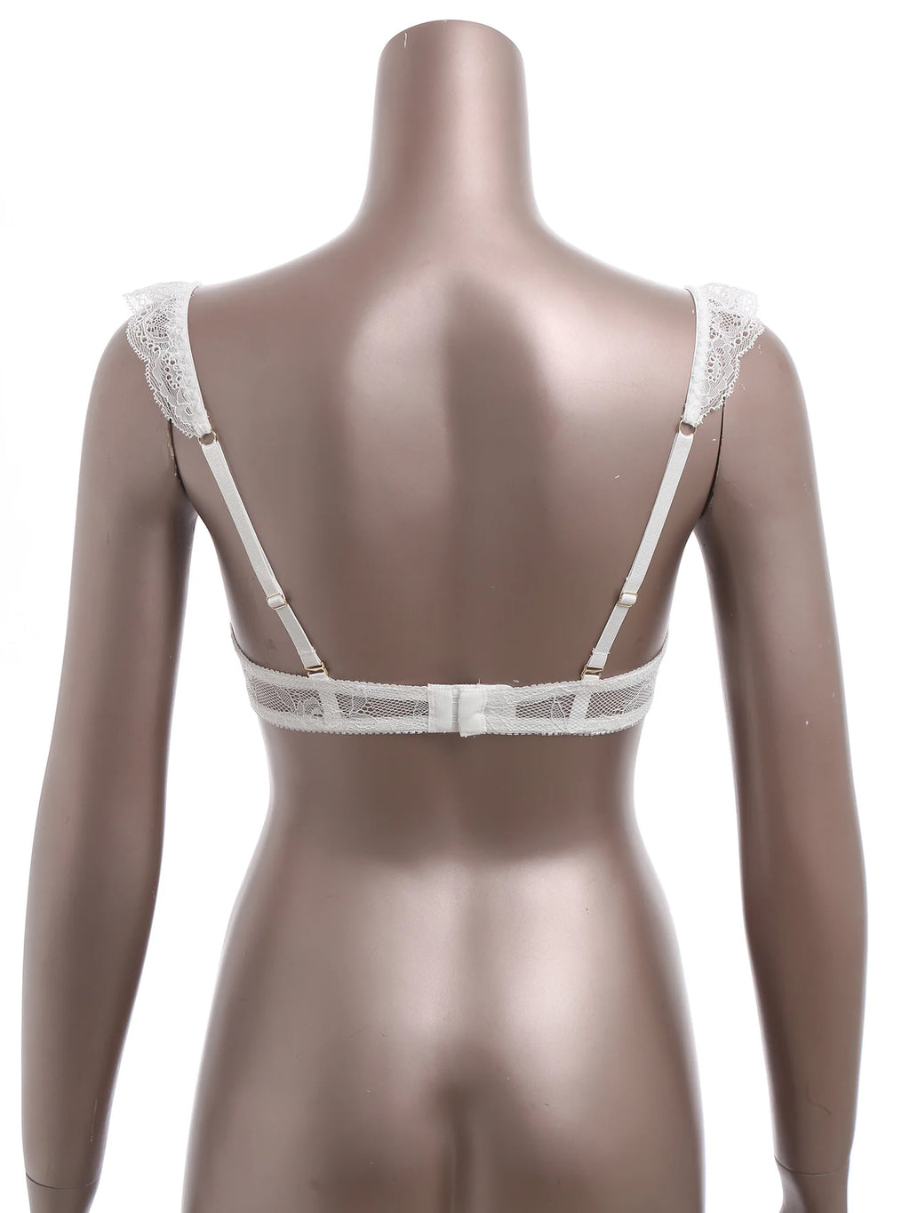 Womens Floral Lace 1/4 Cup Bra Removable 2cm Thick Pads Underwired Balconette Bra  Ruffled Spaghetti Straps Brassiere Lingerie