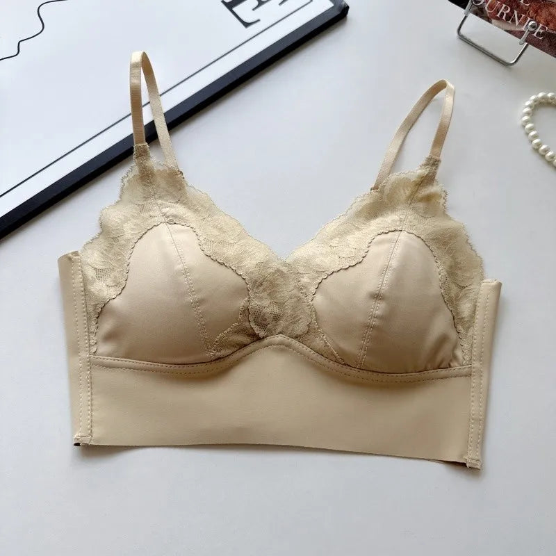BANERDANNI Sexy V-Neck Lace Bustier | Seamless Push Up Bra & Strapless Vest | U-Back Wrap No| T-Shirt Ready Inner/Outer HOT!
