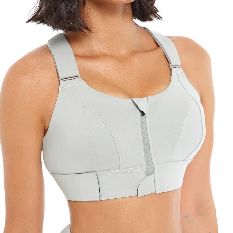 Front Zipper Women Sports Bra High Impact Underwear Fitness Yoga Tank Tops Plus Size Vest Shockproof Running Sportswear 5XL