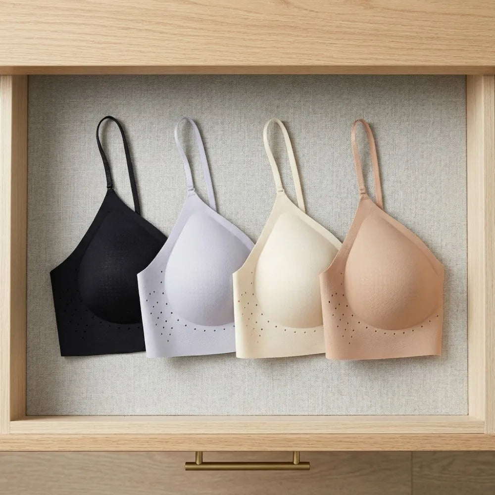 Comfortable Deep V Invisible Push Up Bra Wireless Shockproof Seamless Multiway Bra Support Breathable Backless Halter Bra Gifts