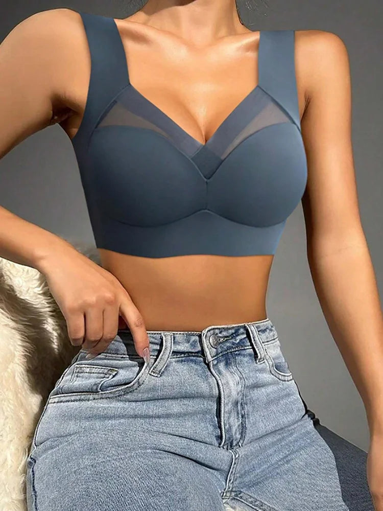 2-Pack Plus Size Lace Sports Bra – Seamless Wireless Gather Bralette