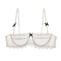 KUCLUT Plus Size Sexy Half Cup Lace Bra Sheer Mesh Unlined Bralette for Women A D Cup, Invisible Push Up Underwire Lingerie Set