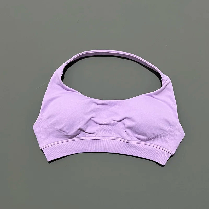 Sports Bra Women Seamless Yoga Halter Bra Top High Support Open Back Bra Fitness Push-up Activewear Workout Gym Underwear