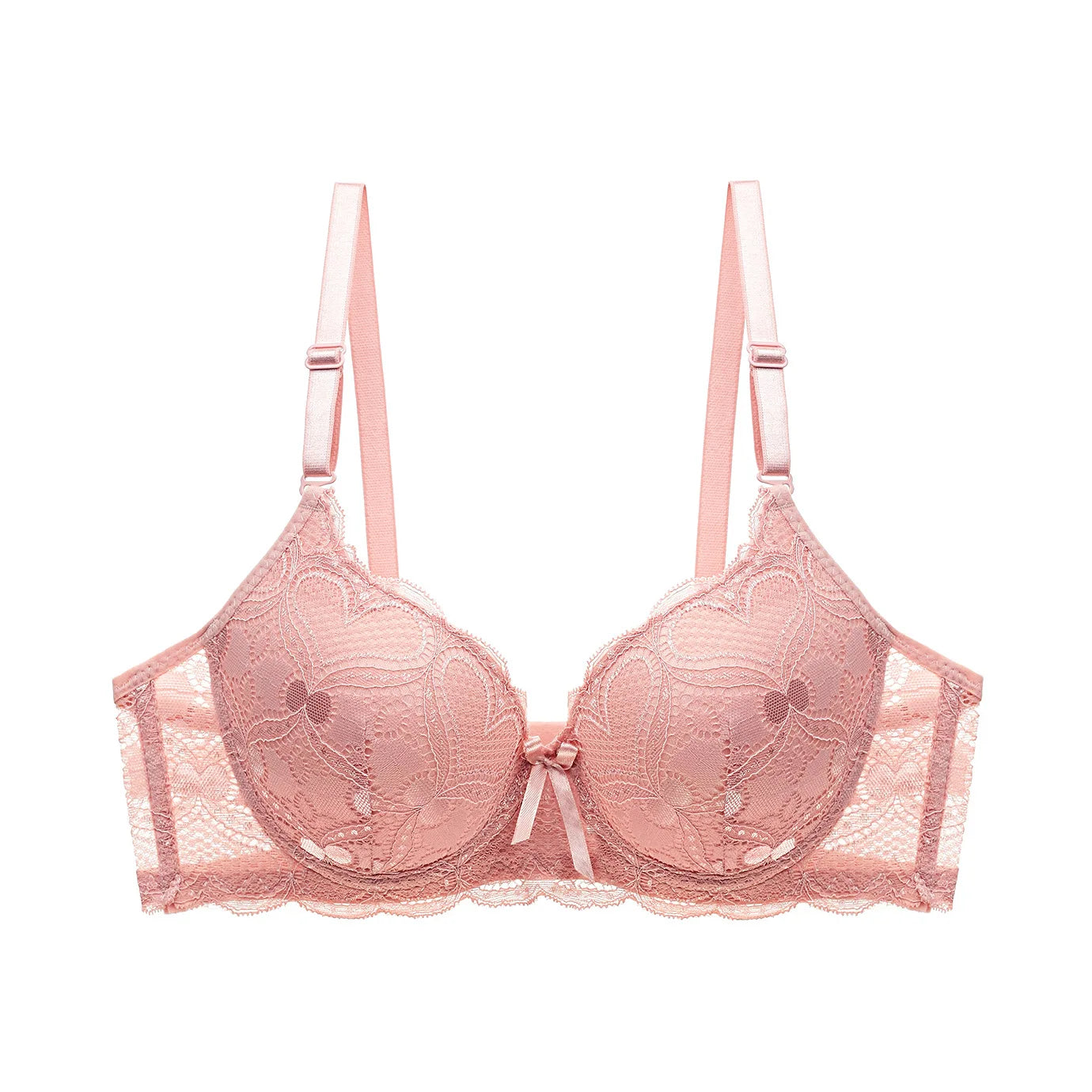 Thick Padded Push-Up Plunge Bra – Lace 3/4 Cup Underwire