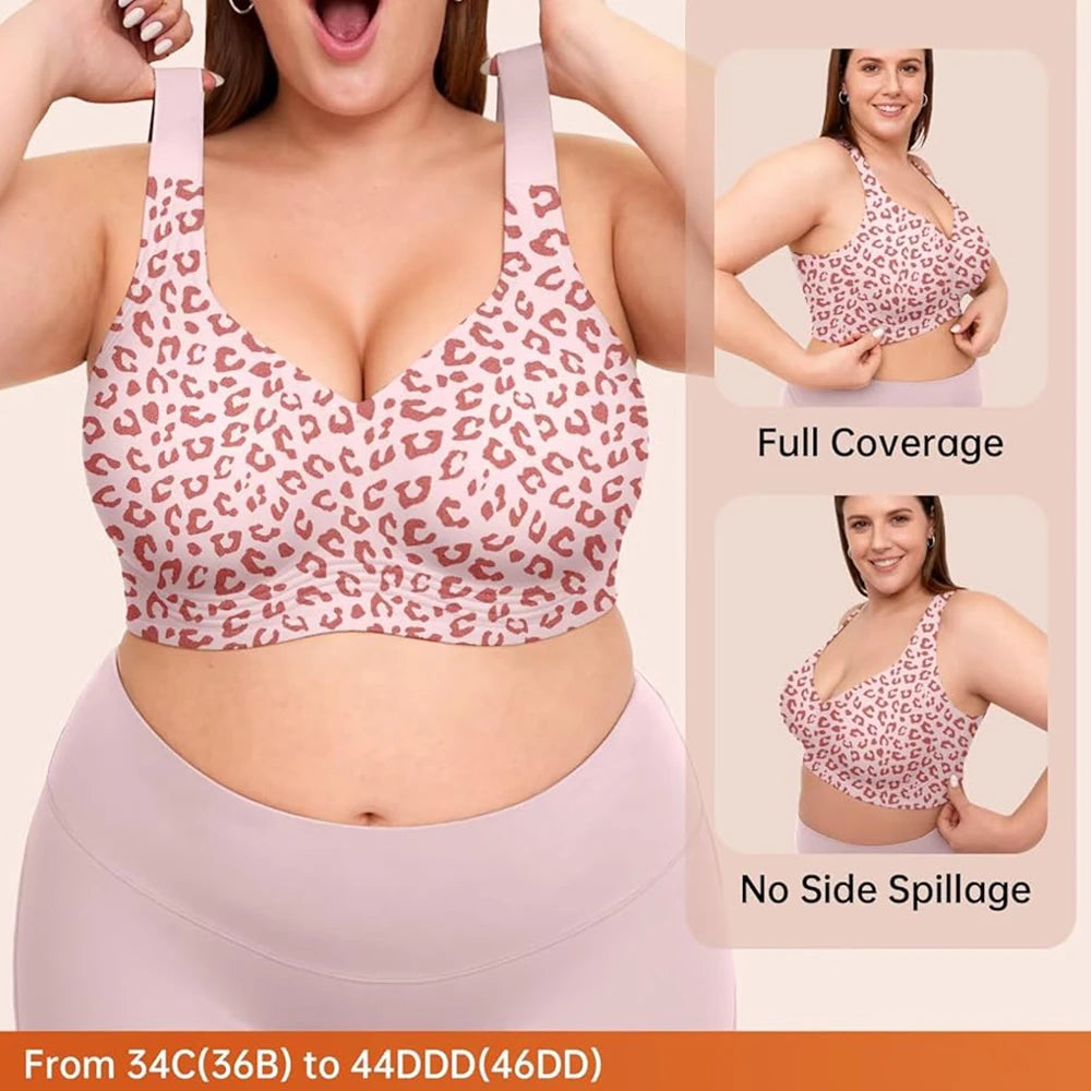 Womens Wireless Jelly Bra Plus Size Supportive Seamless Bras Full Coverage Push Up Comfortable No Underwire Tshirt Bras