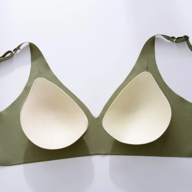 Green bra on a white background
