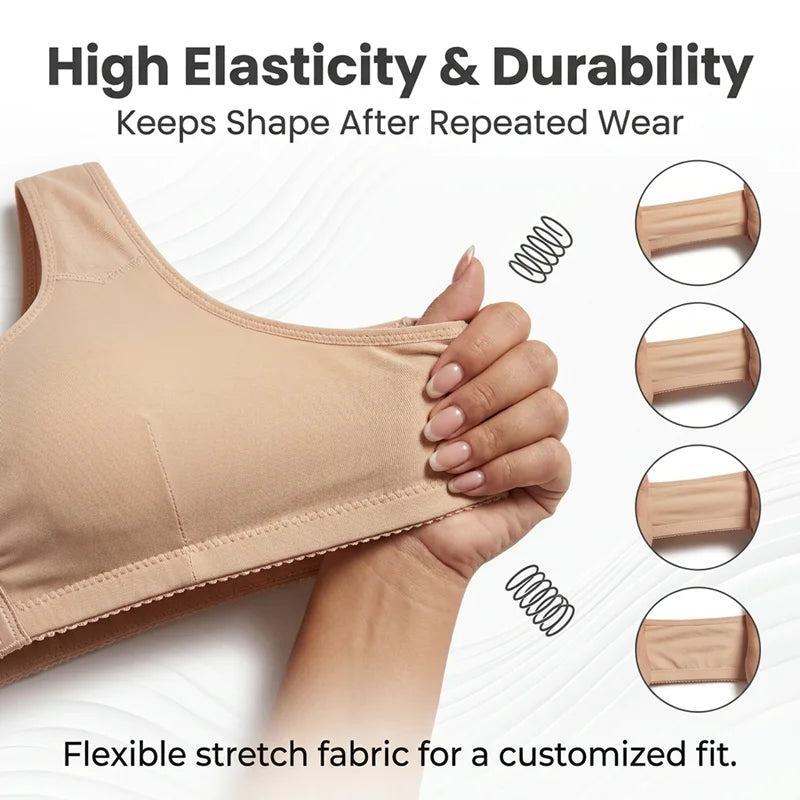 Sports Bra for Women Minimizer Support Front Closure Posture Corrector Shaper Push Up Yoga Fitness Running Padded Bralette