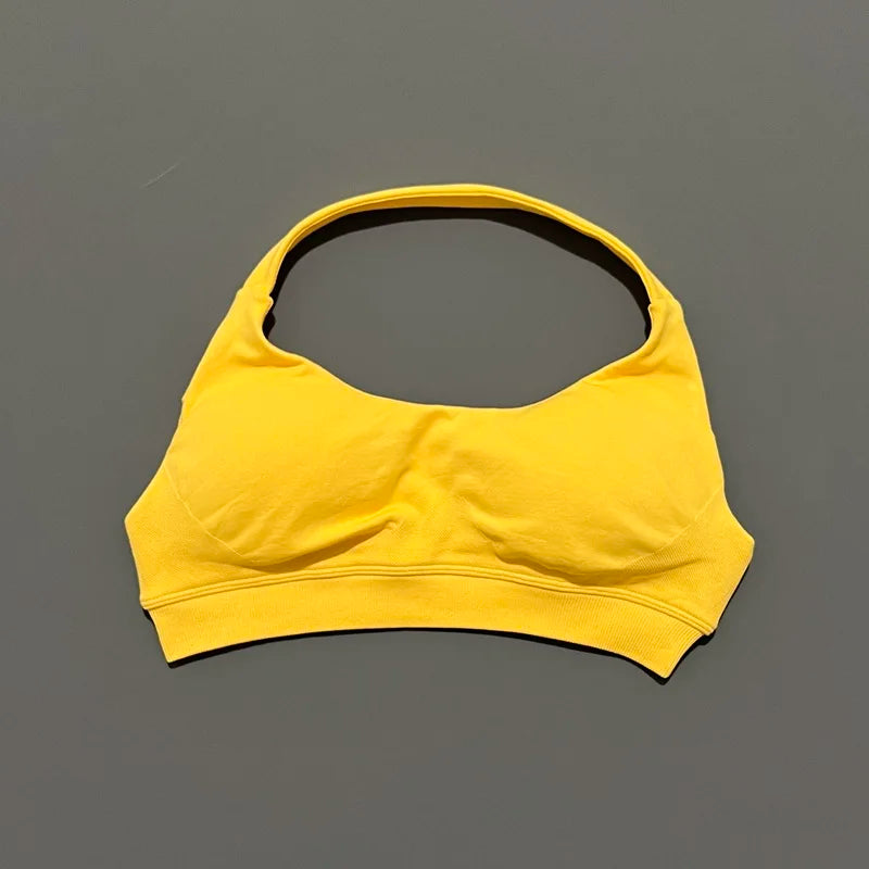 Sports Bra Women Seamless Yoga Halter Bra Top High Support Open Back Bra Fitness Push-up Activewear Workout Gym Underwear