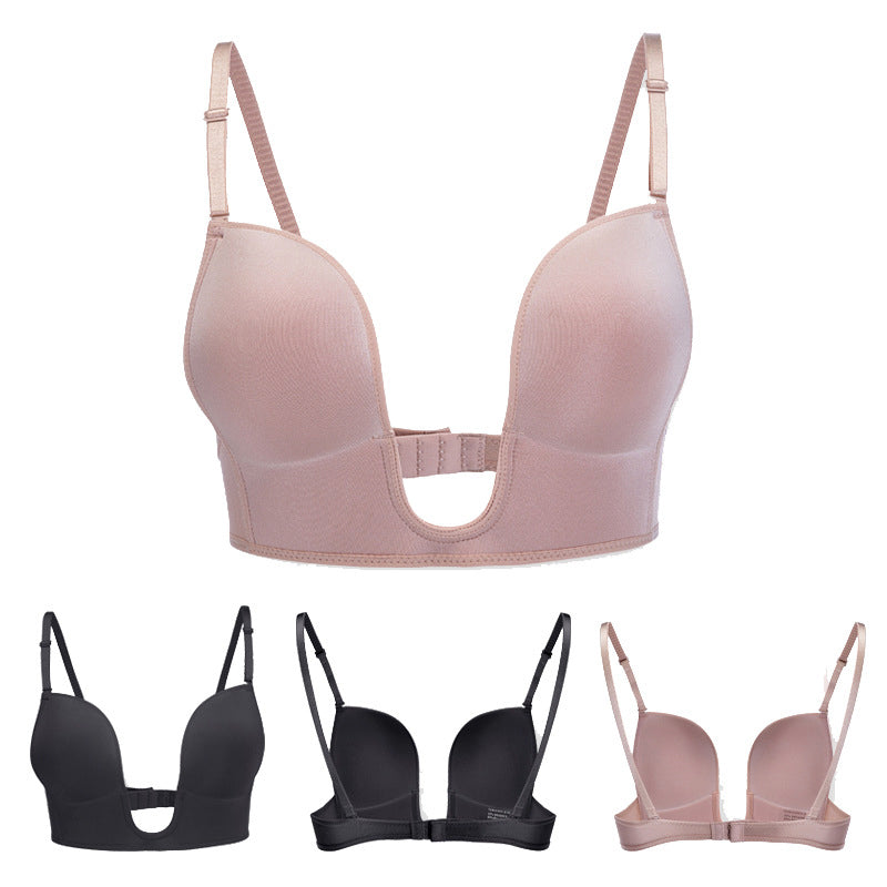Deep U Plunge Wire-Free Bra – Low Back for Backless Dresses