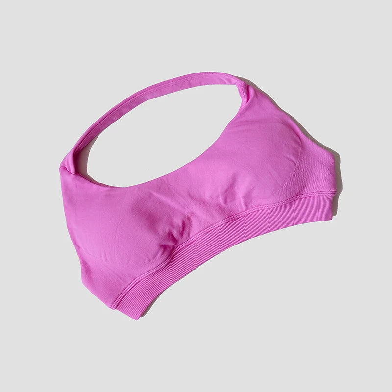 Seamless Halter Neck Strap Bra Sports Bra for Women Sexy Back Padded Yoga Top Bra Gym Crop Top