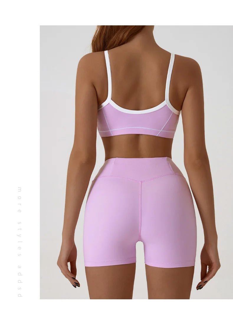 Women Yoga Sports Bra Color Clashing Shock Absorbing Brassiere Full Cup Breathable Gym Tube Top Bra Yoga Workout Underwear
