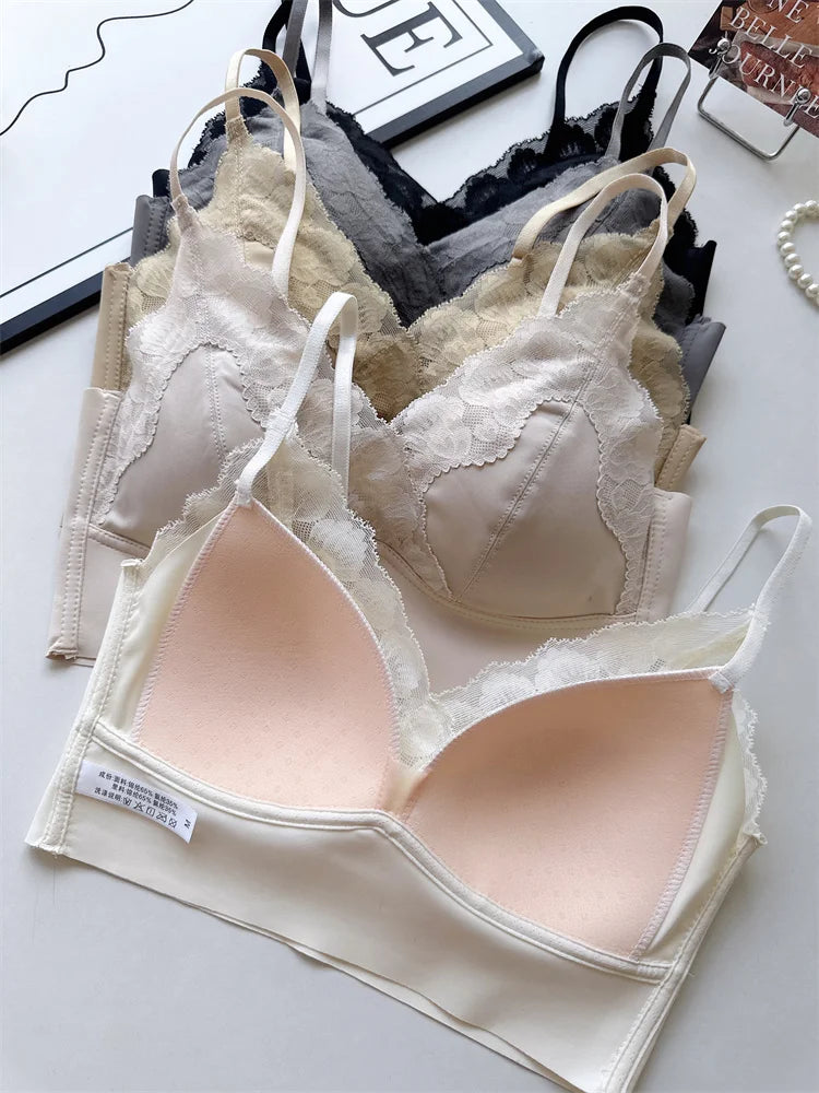 BANERDANNI Sexy V-Neck Lace Bustier | Seamless Push Up Bra & Strapless Vest | U-Back Wrap No| T-Shirt Ready Inner/Outer HOT!