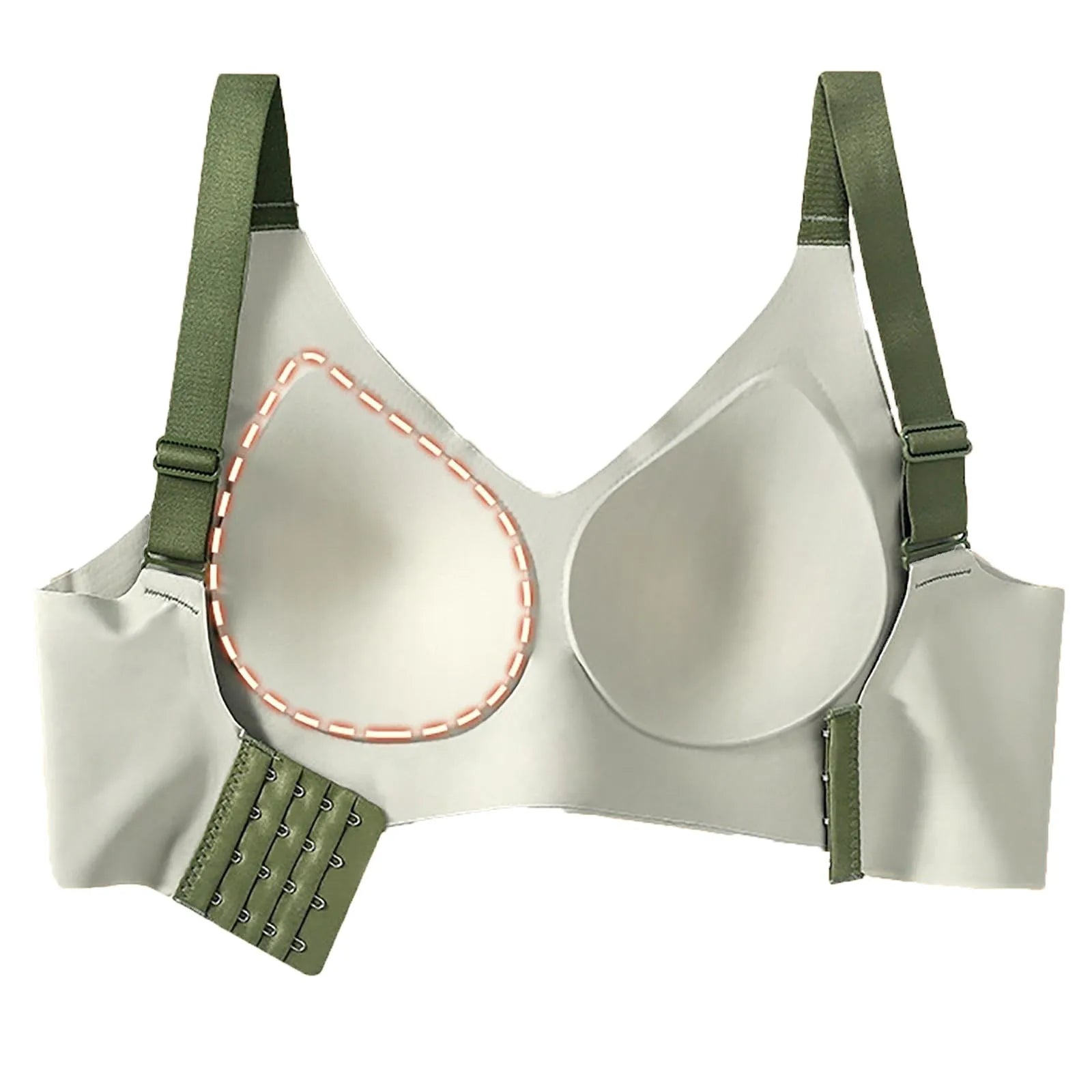 Adjustable V-Neck Wireless Push-Up Bra – Anti-Sagging Cotton Half Cup 34–44