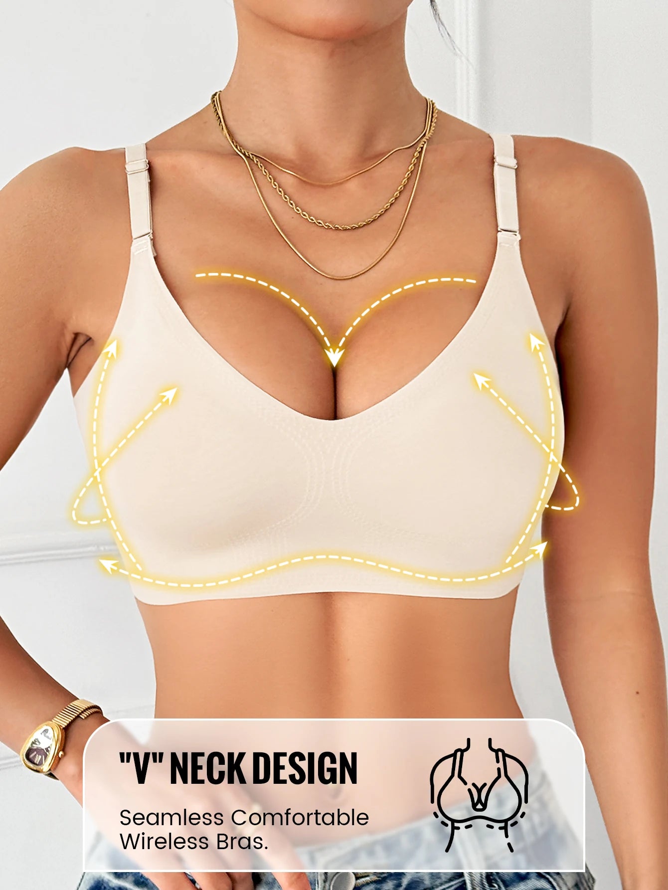 Seamless Deep U Plunge Bra – Wire-Free Backless (5 Colours)