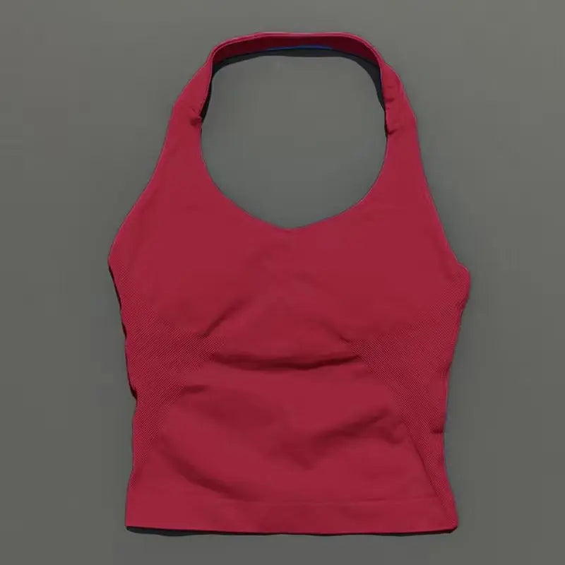 Sports Gym Halter Top Woman Seamless Yoga Tank Removable Chest Pad Push-up Sports Vest Fitness Workout Running Tops