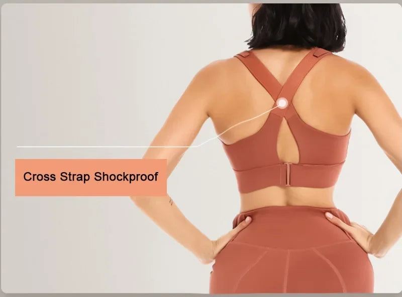 Front Zipper Women Sports Bra High Impact Underwear Fitness Yoga Tank Tops Plus Size Vest Shockproof Running Sportswear 5XL