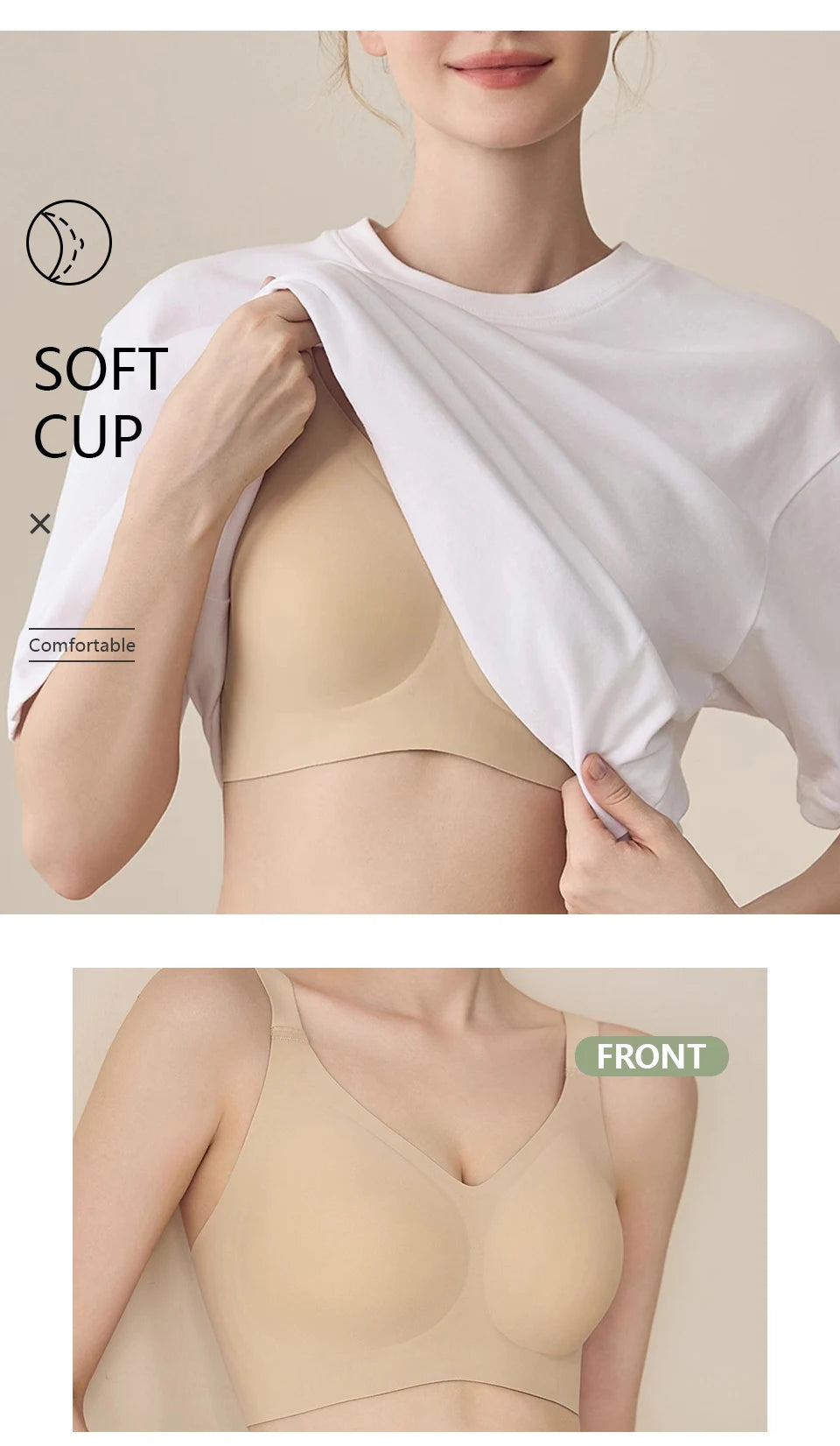 FallSweet Plus Size Push-Up Bra – Seamless Wireless Full Cup