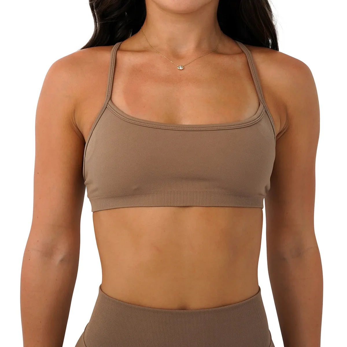 Seamless Yoga Sports Bra – 3-Way Convertible Strap Removable Pads