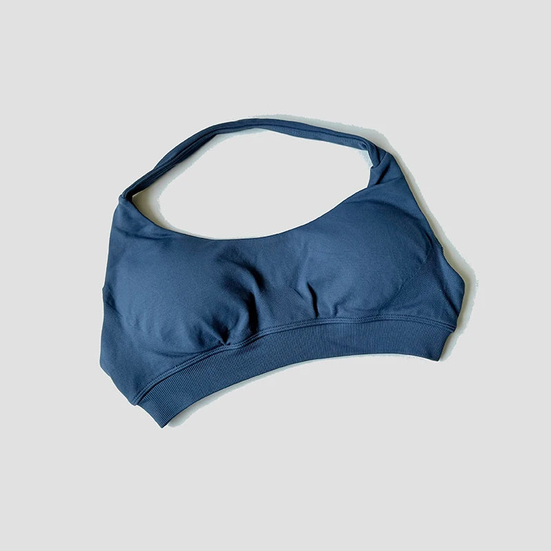 Seamless Halter Neck Strap Bra Sports Bra for Women Sexy Back Padded Yoga Top Bra Gym Crop Top