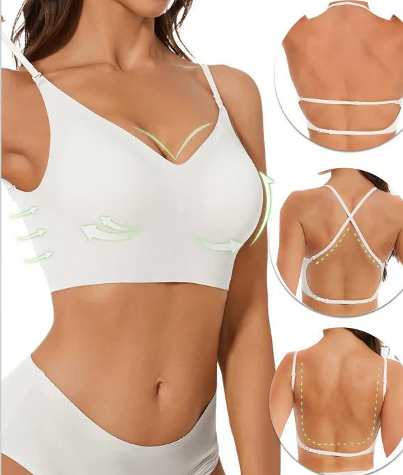 Invisible Deep U Plunge Bra – Backless Strapless Push-Up (S–XXL)