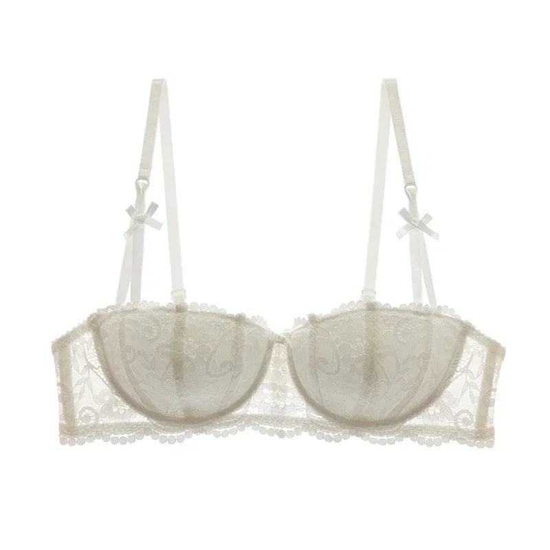 Half Cup Balconette Bras A D Cup 2024 Sexy Lingerie Cotton Underwear with 4 Rows Hook Red Black White Thin Push Up Bra for Women