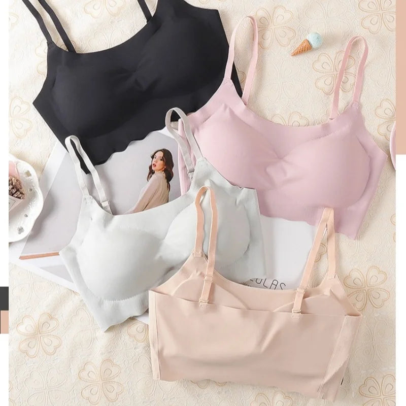 Ice Silk Wave Hem Seamless Bra – Wire-Free Invisible T-Shirt Bralette S–XXL