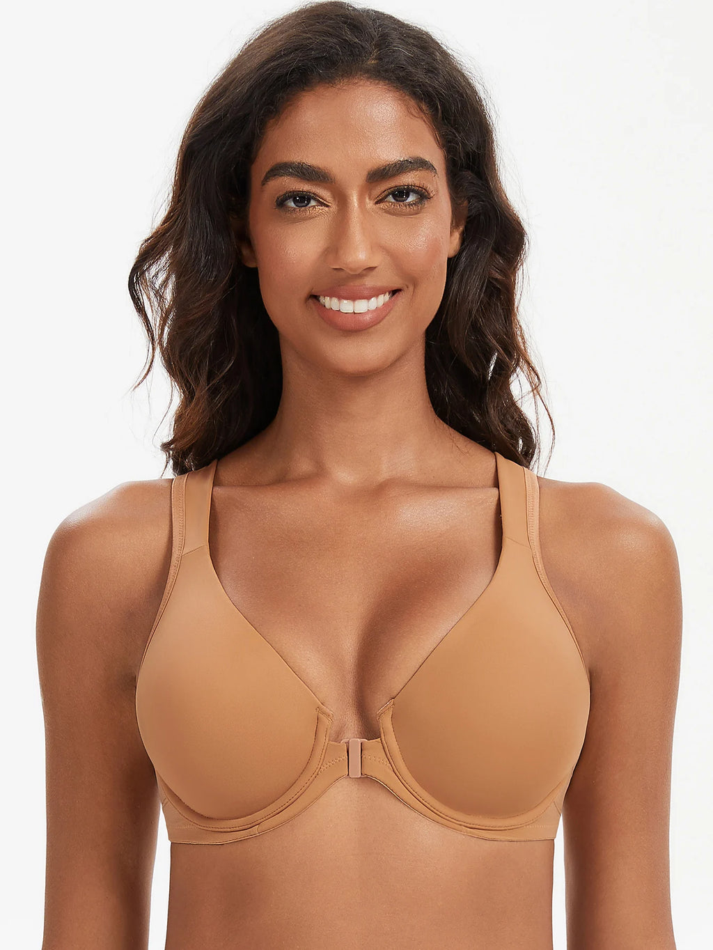 MELENECA Women's Plus Size Front Closure Bras Unlined Underwire Back Support Posture Bra